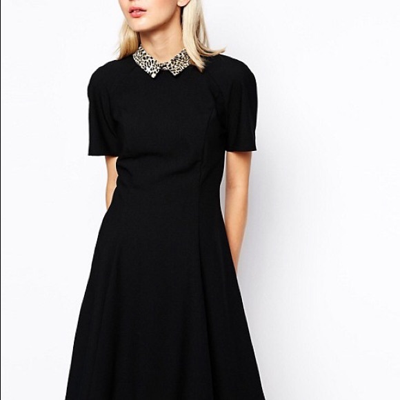 River Island Dresses & Skirts - River island skater mini dress with leopard collar